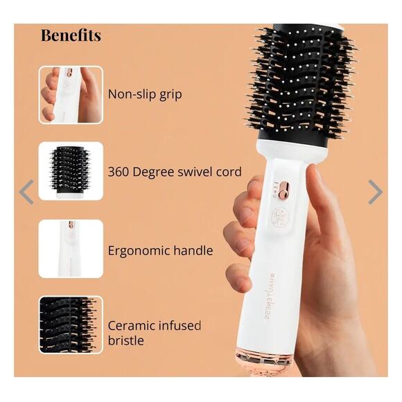 The Hauteness 4inONE Premium Travel Blowout Dryer Brush Pearlescent White NEW - Picture 3 of 6